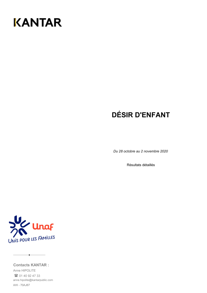 Etude Kantar Unaf Désir d'enfant