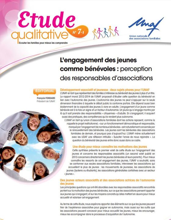 Etude qualitative 7-1 : Engagement des jeunes commes bénévoles