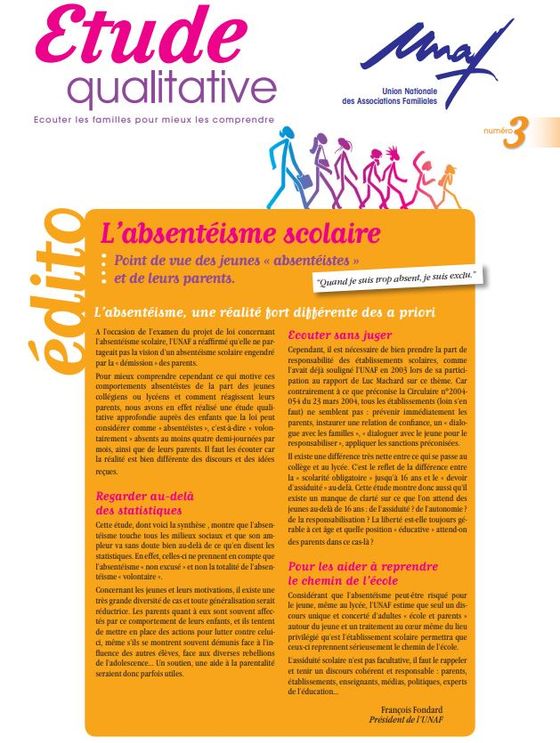 Etude qualtitative 3 : L'absentéisme scolaire